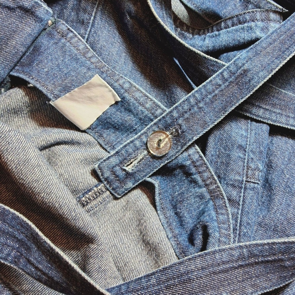 Vintage 90s Elisabeth Liz Claiborne Denim Jumper Dress Midi Sz 16 Straight Shift - Picture 5 of 7